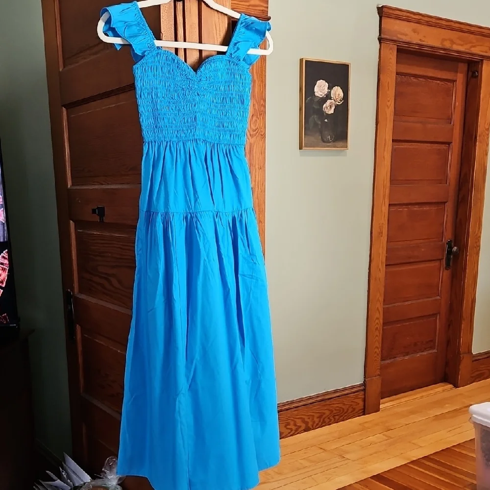 Abercrombie & Fitch Blue Smocked Maxi Sundress